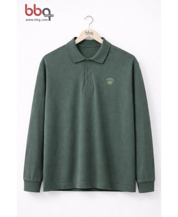ERKEK BÜYÜK BEDEN GENİŞ KALIP POLO YAKA SWEAT-Y