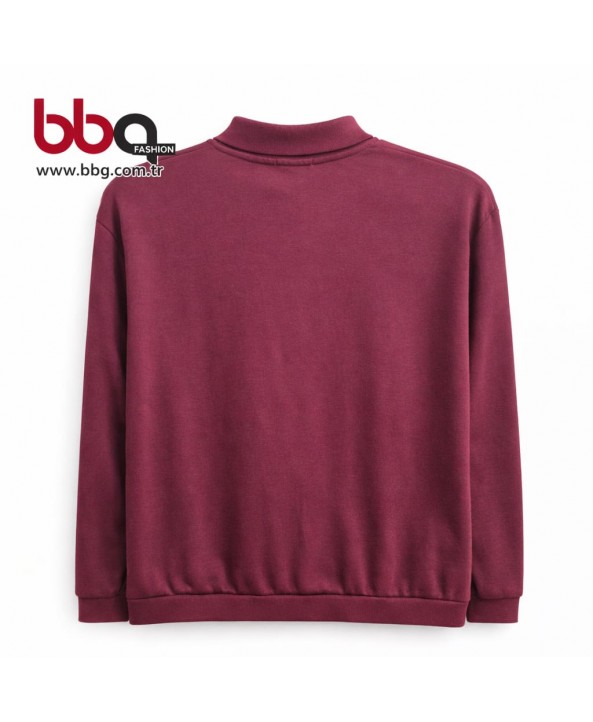 ERKEK BÜYÜK BEDEN GENİŞ KALIP POLO YAKA SWEAT-B