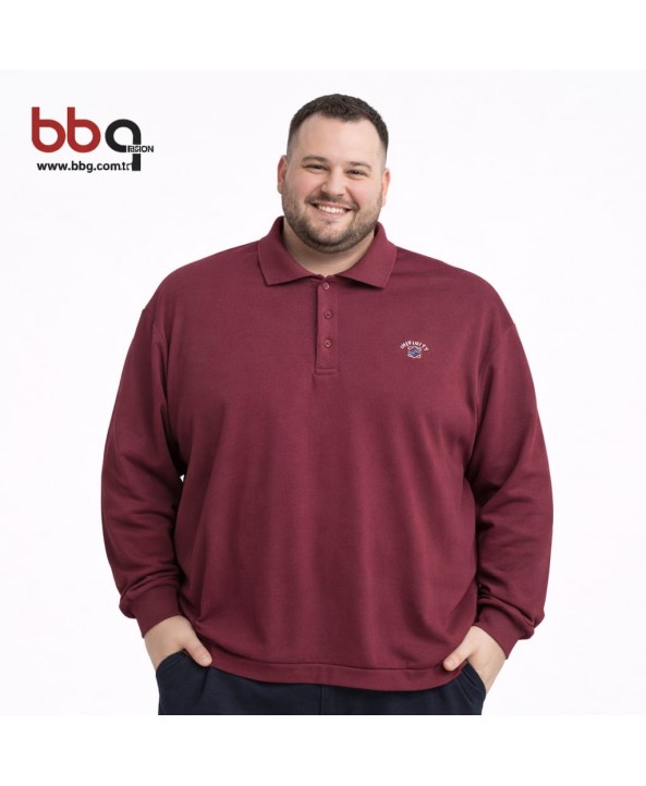 ERKEK BÜYÜK BEDEN GENİŞ KALIP POLO YAKA SWEAT-B