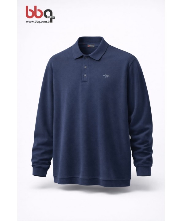 ERKEK BÜYÜK BEDEN GENİŞ KALIP POLO YAKA SWEAT-İ