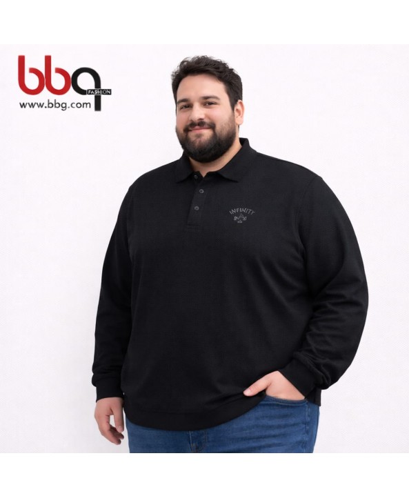 ERKEK BÜYÜK BEDEN GENİŞ KALIP POLO YAKA SWEAT-S