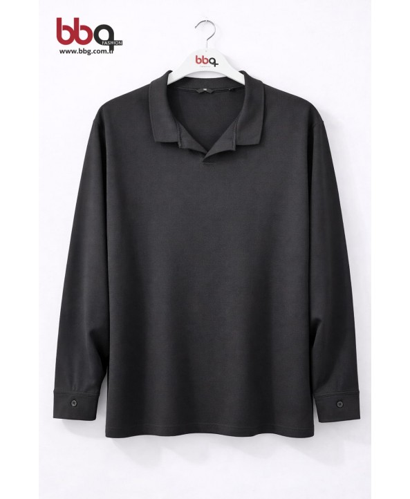 ERKEK BÜYÜK BEDEN GENİŞ KALIP YAKALI SWEATSHIRT