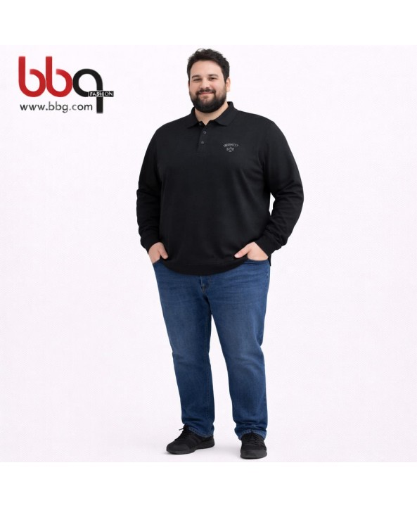 ERKEK BÜYÜK BEDEN GENİŞ KALIP POLO YAKA SWEAT-S