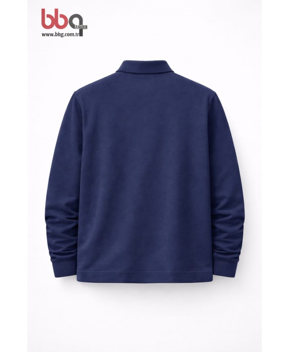 ERKEK BÜYÜK BEDEN GENİŞ KALIP POLO YAKA SWEAT-İ