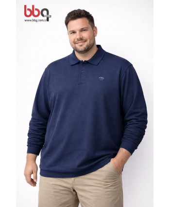 ERKEK BÜYÜK BEDEN GENİŞ KALIP POLO YAKA SWEAT-İ