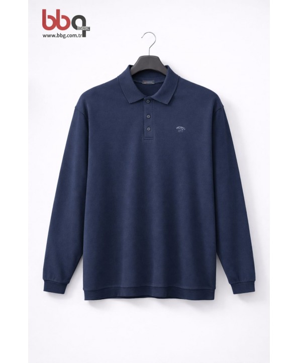 ERKEK BÜYÜK BEDEN GENİŞ KALIP POLO YAKA SWEAT-İ