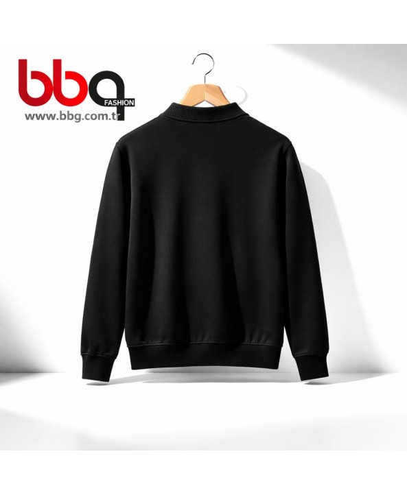 ERKEK BÜYÜK BEDEN GENİŞ KALIP POLO YAKA SWEAT-S