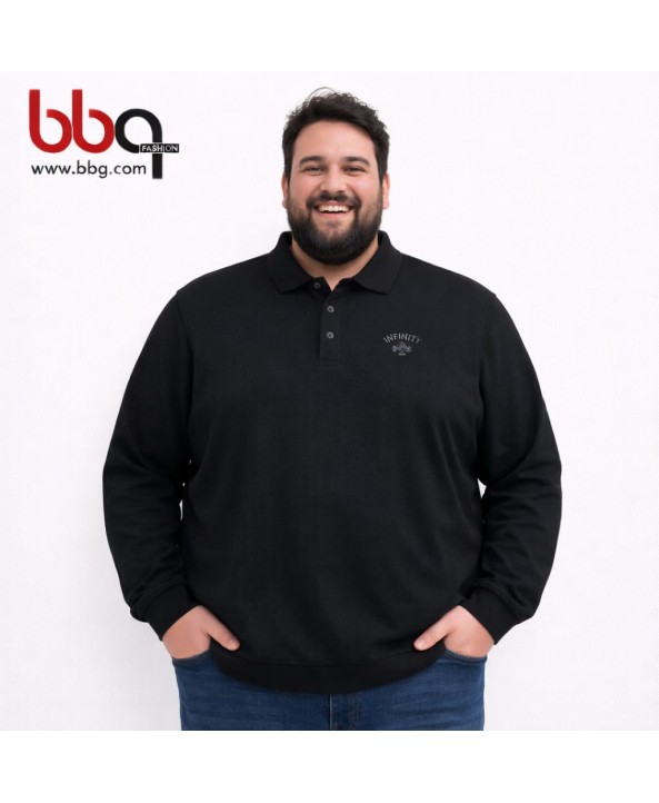 ERKEK BÜYÜK BEDEN GENİŞ KALIP POLO YAKA SWEAT-S