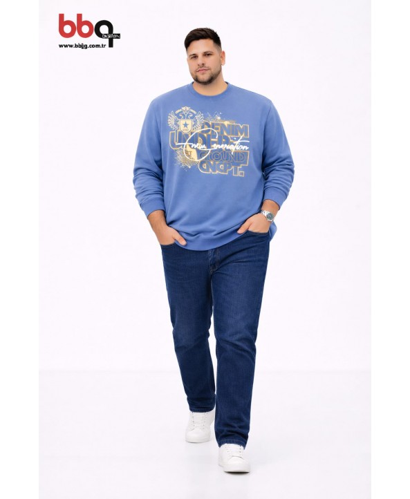 ERKEK BÜYÜK BEDEN GENİŞ KALIP BASKILI SWEATSHIRT-6