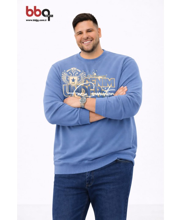 ERKEK BÜYÜK BEDEN GENİŞ KALIP BASKILI SWEATSHIRT-6