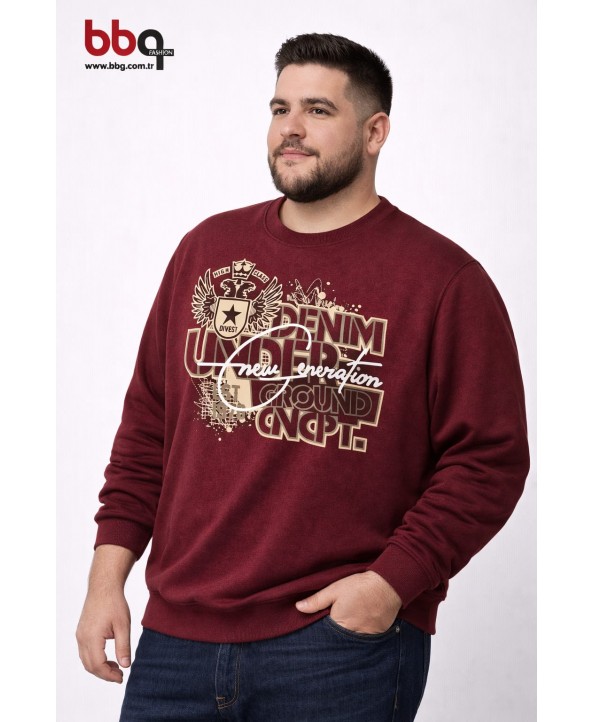 ERKEK BÜYÜK BEDEN GENİŞ KALIP BASKILI SWEATSHIRT-4