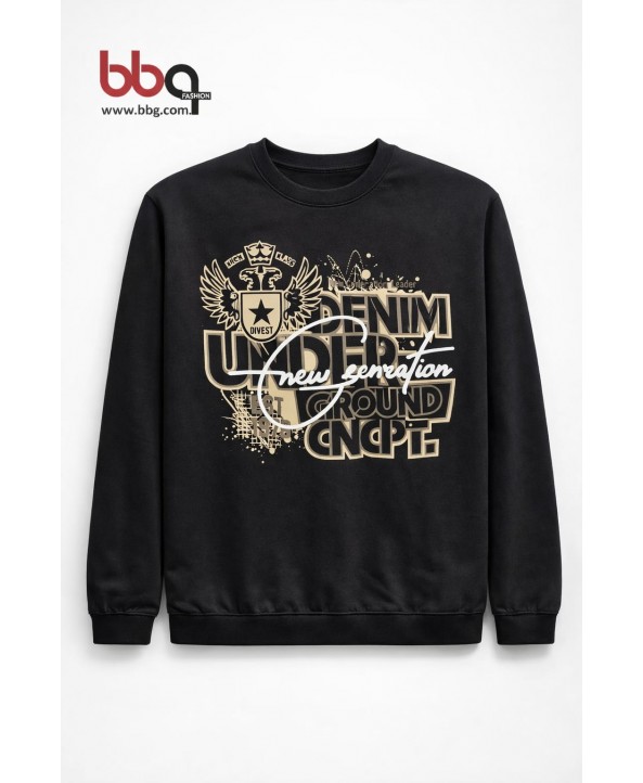 ERKEK BÜYÜK BEDEN GENİŞ KALIP BASKILI SWEATSHIRT-2