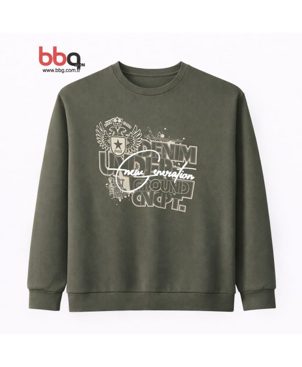 ERKEK BÜYÜK BEDEN GENİŞ KALIP BASKILI SWEATSHIRT-7