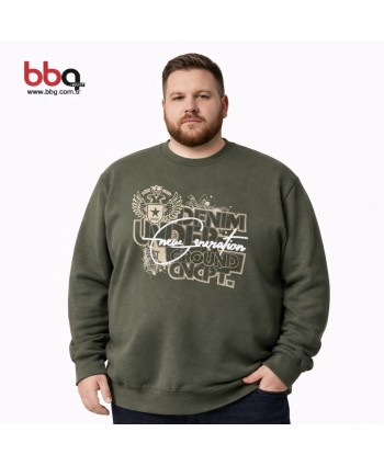 ERKEK BÜYÜK BEDEN GENİŞ KALIP BASKILI SWEATSHIRT-7