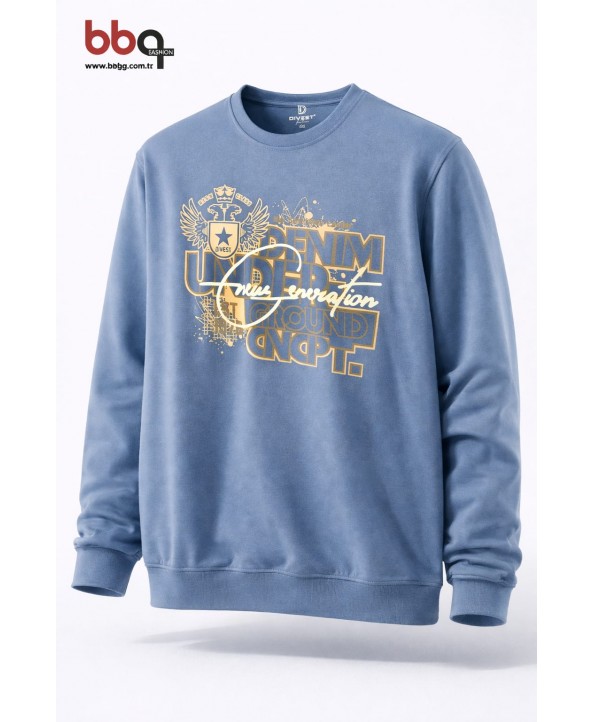 ERKEK BÜYÜK BEDEN GENİŞ KALIP BASKILI SWEATSHIRT-6