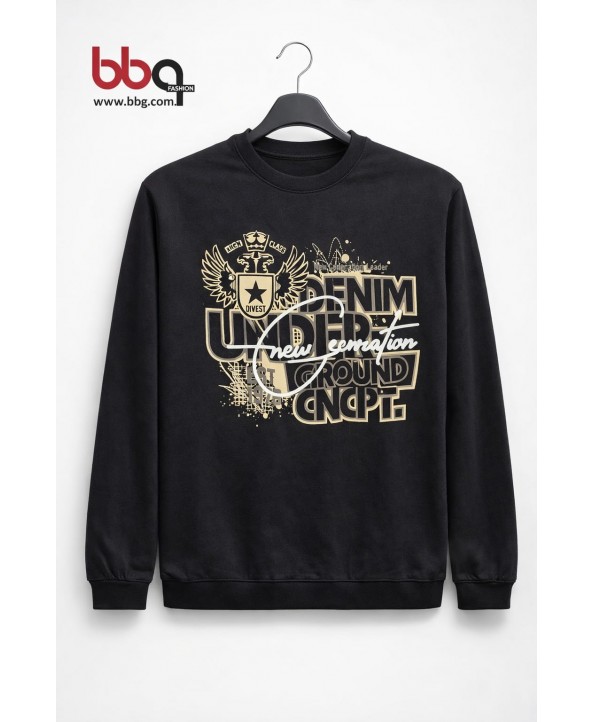 ERKEK BÜYÜK BEDEN GENİŞ KALIP BASKILI SWEATSHIRT-2