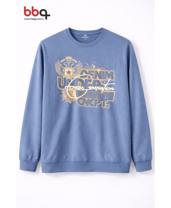 ERKEK BÜYÜK BEDEN GENİŞ KALIP BASKILI SWEATSHIRT-6