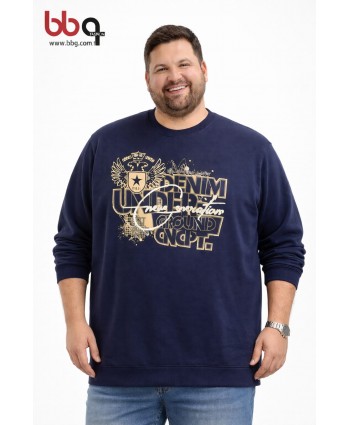 ERKEK BÜYÜK BEDEN GENİŞ KALIP BASKILI SWEATSHIRT-3