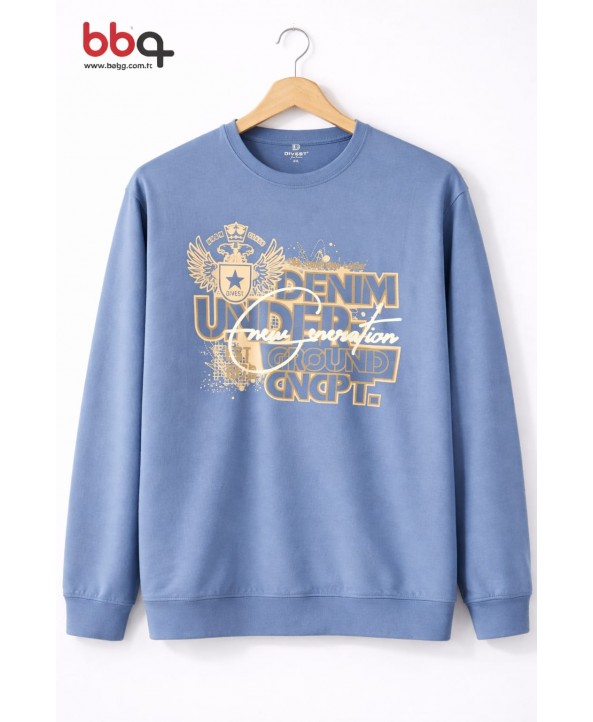 ERKEK BÜYÜK BEDEN GENİŞ KALIP BASKILI SWEATSHIRT-6