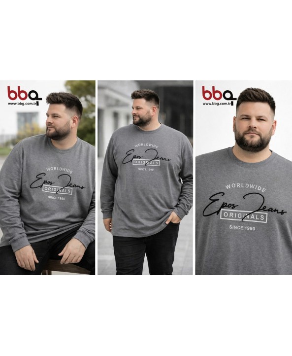 ERKEK BÜYÜK BEDEN GENİŞ KALIP BASKILI SWEAT-1