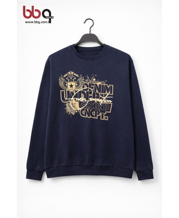 ERKEK BÜYÜK BEDEN GENİŞ KALIP BASKILI SWEATSHIRT-3