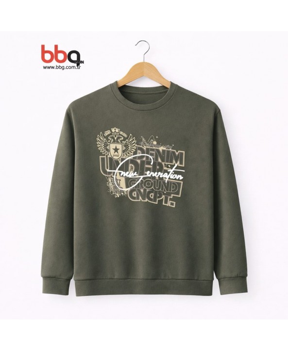 ERKEK BÜYÜK BEDEN GENİŞ KALIP BASKILI SWEATSHIRT-7