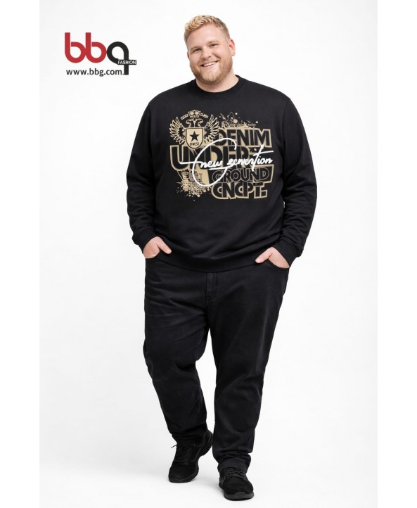 ERKEK BÜYÜK BEDEN GENİŞ KALIP BASKILI SWEATSHIRT-2