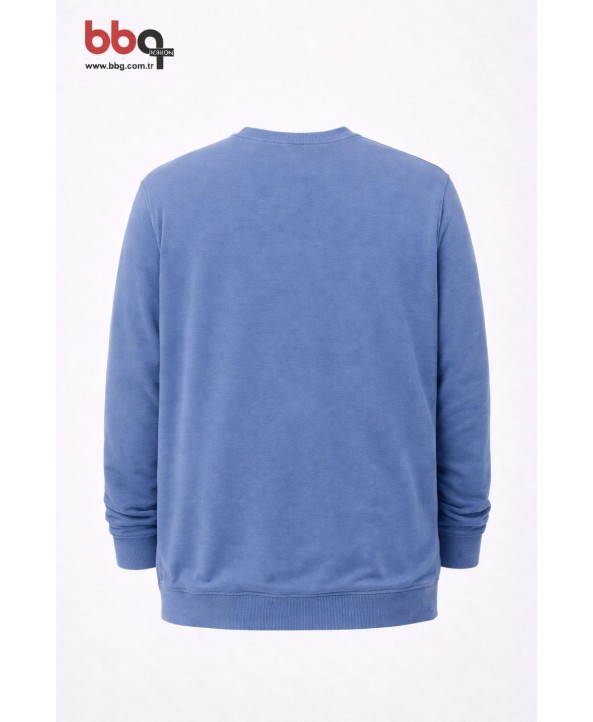 ERKEK BÜYÜK BEDEN GENİŞ KALIP BASKILI SWEATSHIRT-6