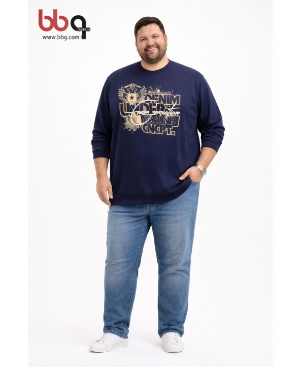ERKEK BÜYÜK BEDEN GENİŞ KALIP BASKILI SWEATSHIRT-3