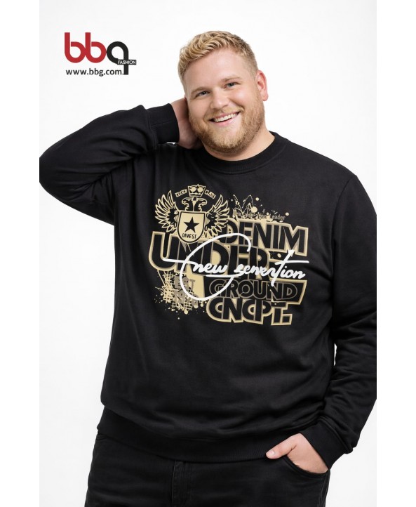 ERKEK BÜYÜK BEDEN GENİŞ KALIP BASKILI SWEATSHIRT-2
