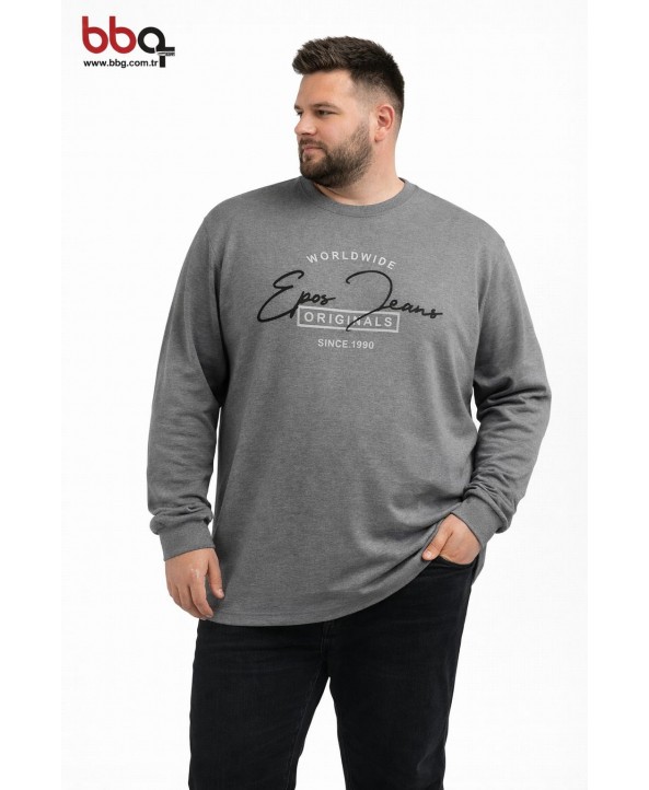 ERKEK BÜYÜK BEDEN GENİŞ KALIP BASKILI SWEAT-1