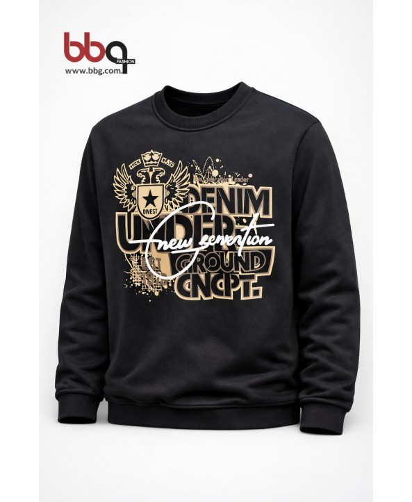 ERKEK BÜYÜK BEDEN GENİŞ KALIP BASKILI SWEATSHIRT-2