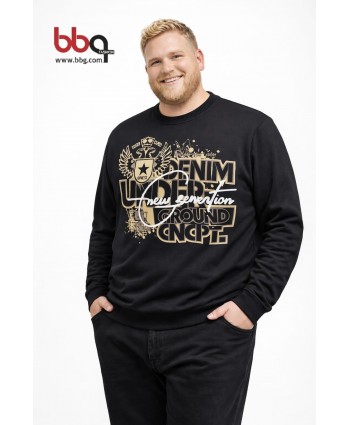 ERKEK BÜYÜK BEDEN GENİŞ KALIP BASKILI SWEATSHIRT-2