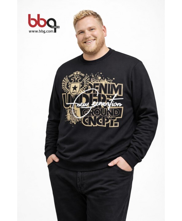 ERKEK BÜYÜK BEDEN GENİŞ KALIP BASKILI SWEATSHIRT-2