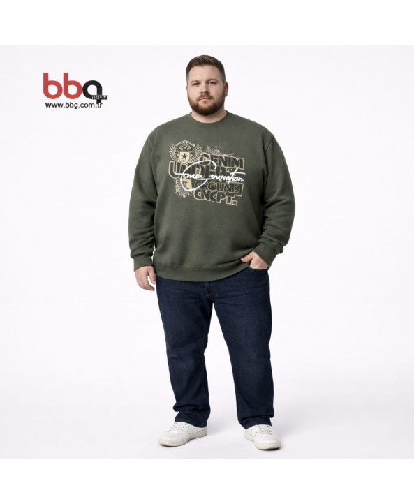 ERKEK BÜYÜK BEDEN GENİŞ KALIP BASKILI SWEATSHIRT-7