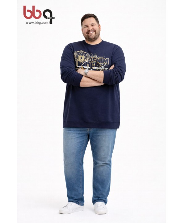 ERKEK BÜYÜK BEDEN GENİŞ KALIP BASKILI SWEATSHIRT-3