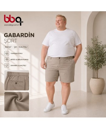 ERKEK BÜYÜK BEDEN GENİŞ KALIP GABARDİN ŞORT-B