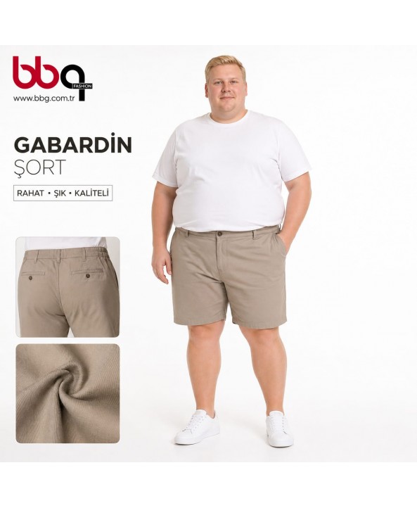 ERKEK BÜYÜK BEDEN GENİŞ KALIP GABARDİN ŞORT-B