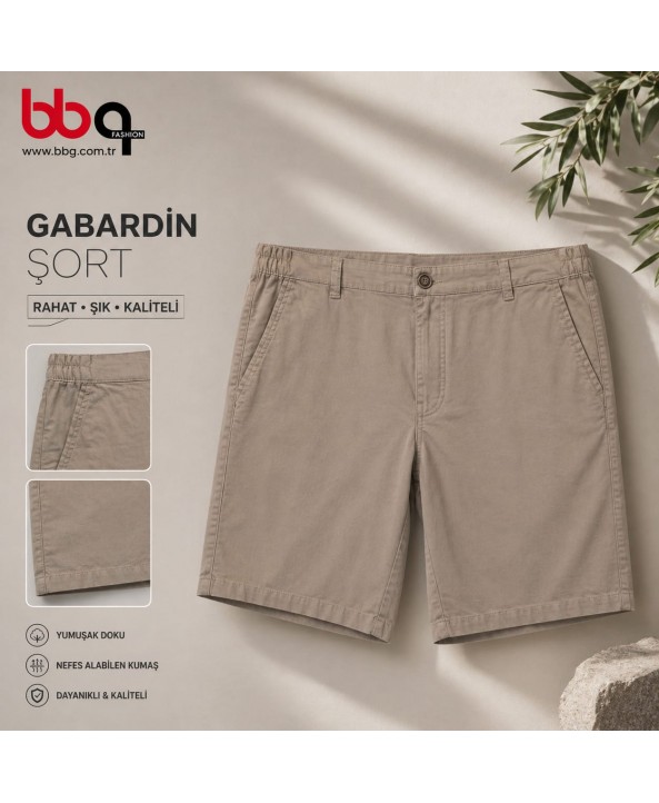 ERKEK BÜYÜK BEDEN GENİŞ KALIP GABARDİN ŞORT-B