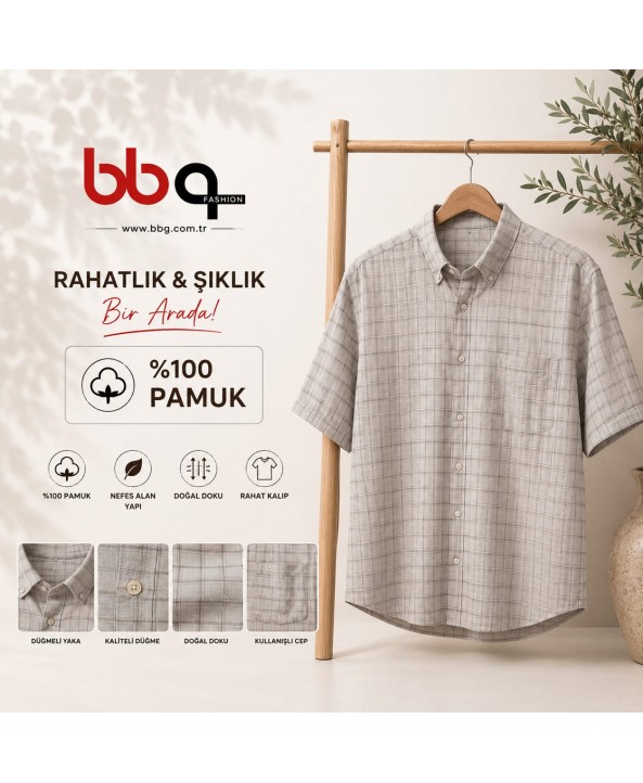  ERKEK BÜYÜK BEDEN GENİŞ KALIP CEPLİ PAMUKLU GÖMLEK-KK