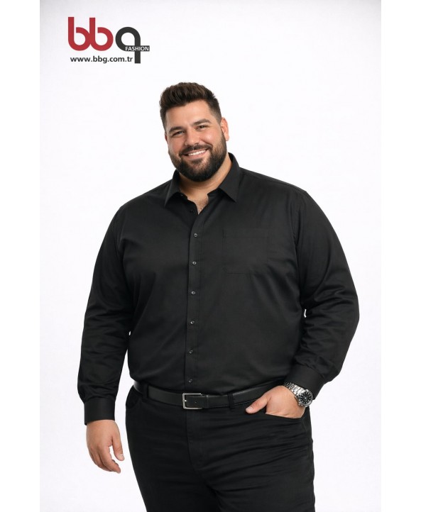 ERKEK BÜYÜK BEDEN UZUN KOLLU CEPLİ GÖMLEK-S