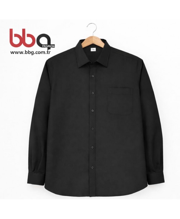 ERKEK BÜYÜK BEDEN UZUN KOLLU CEPLİ GÖMLEK-S