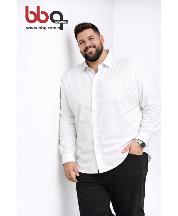 ERKEK BÜYÜK BEDEN UZUN KOLLU CEPLİ GÖMLEK-B