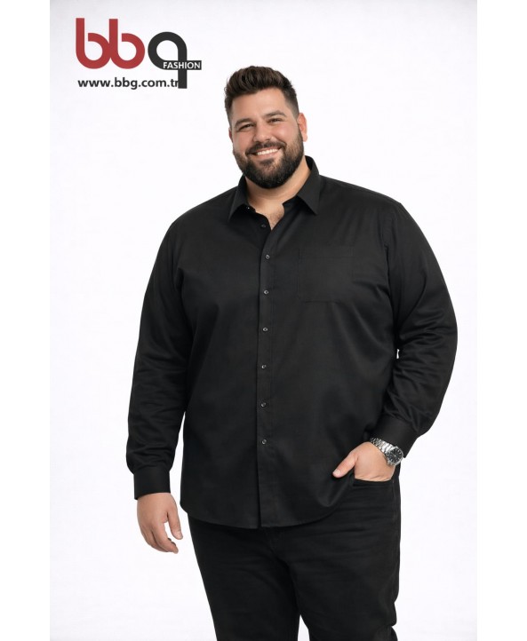ERKEK BÜYÜK BEDEN UZUN KOLLU CEPLİ GÖMLEK-S