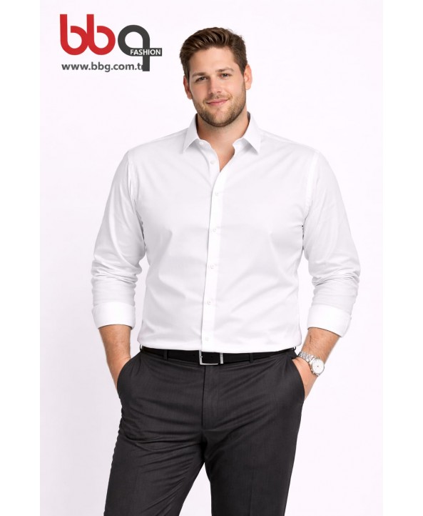 ERKEK BÜYÜK BEDEN UZUN KOLLU CEPSİZ GÖMLEK-B