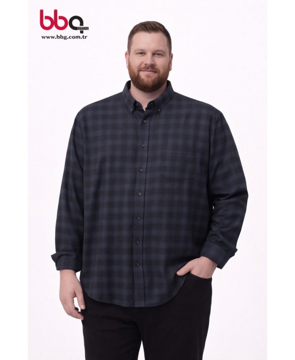 ERKEK BÜYÜK BEDEN EKOSE DESENLİ GÖMLEK-MS