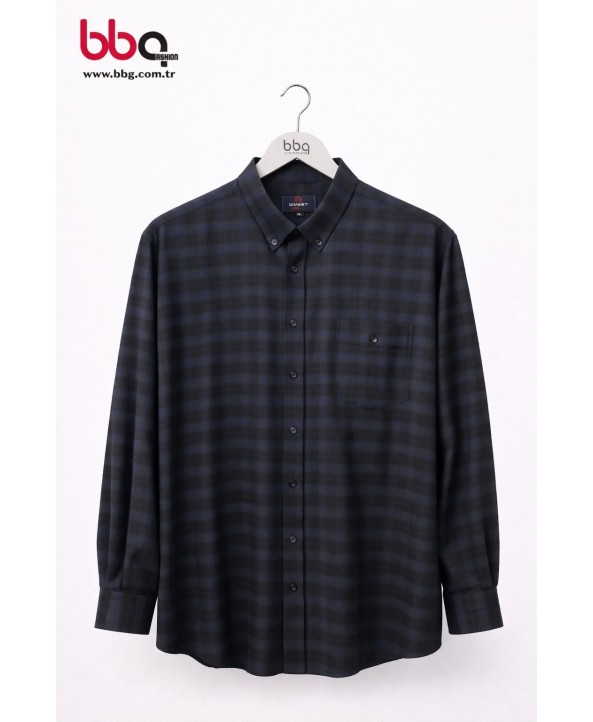 ERKEK BÜYÜK BEDEN EKOSE DESENLİ GÖMLEK-MS