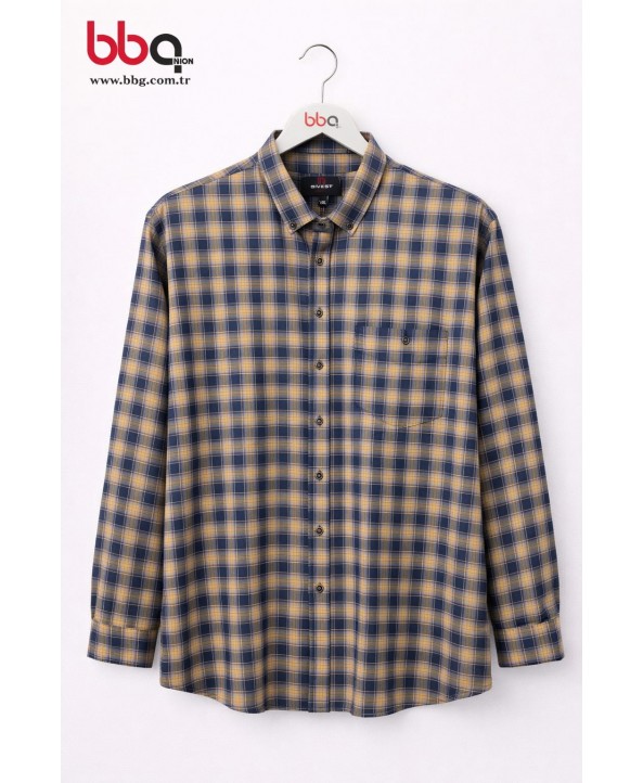 ERKEK BÜYÜK BEDEN EKOSE DESENLİ GÖMLEK-SL