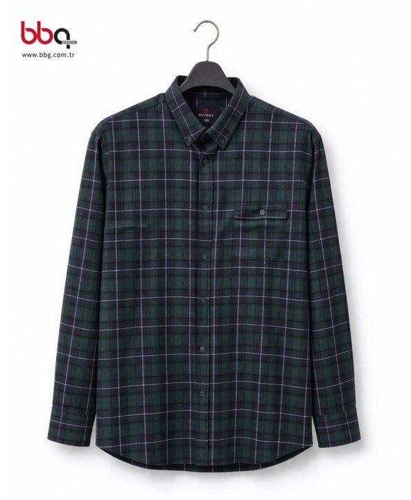 ERKEK BÜYÜK BEDEN EKOSE DESENLİ GÖMLEK-Y