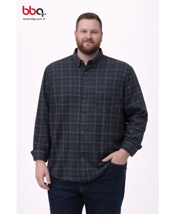 ERKEK BÜYÜK BEDEN EKOSE DESENLİ GÖMLEK-Y